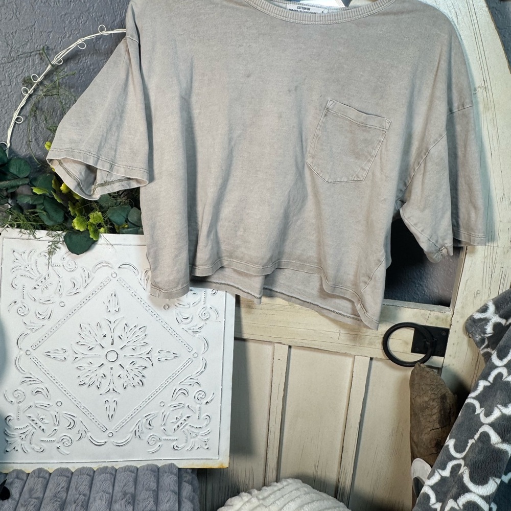 Cotton On Light Gray Slouch Pocket Tee
